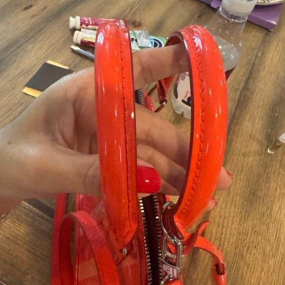 RARE! Louis Vuitton Alma BB  Vernis Poppy Rayures Pomme D'Amour EUC - Picture 14 of 15